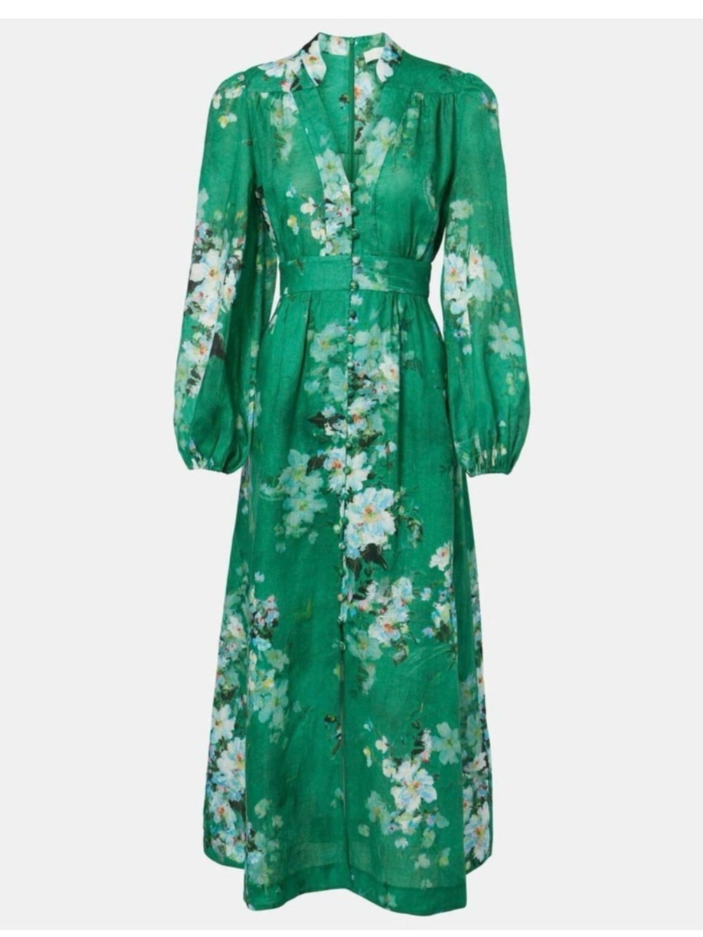 Zimmermann Everley Plunge floral linen midi dress